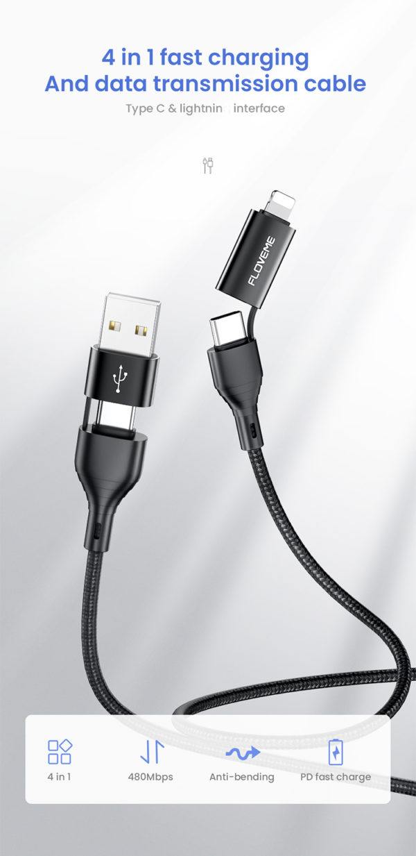 multifunctional 4 in 1 60w pd fast charge cable in kenya