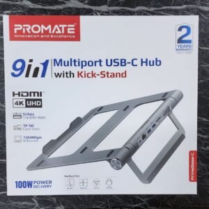Promate PrimeBase-C 9 in 1 multiport USB-C hub with laptop stand